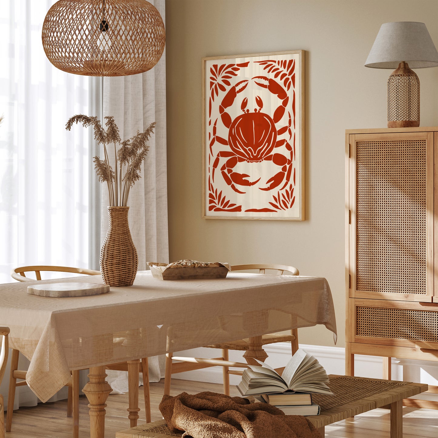 Red Crab Kitchen Vintage Style Print