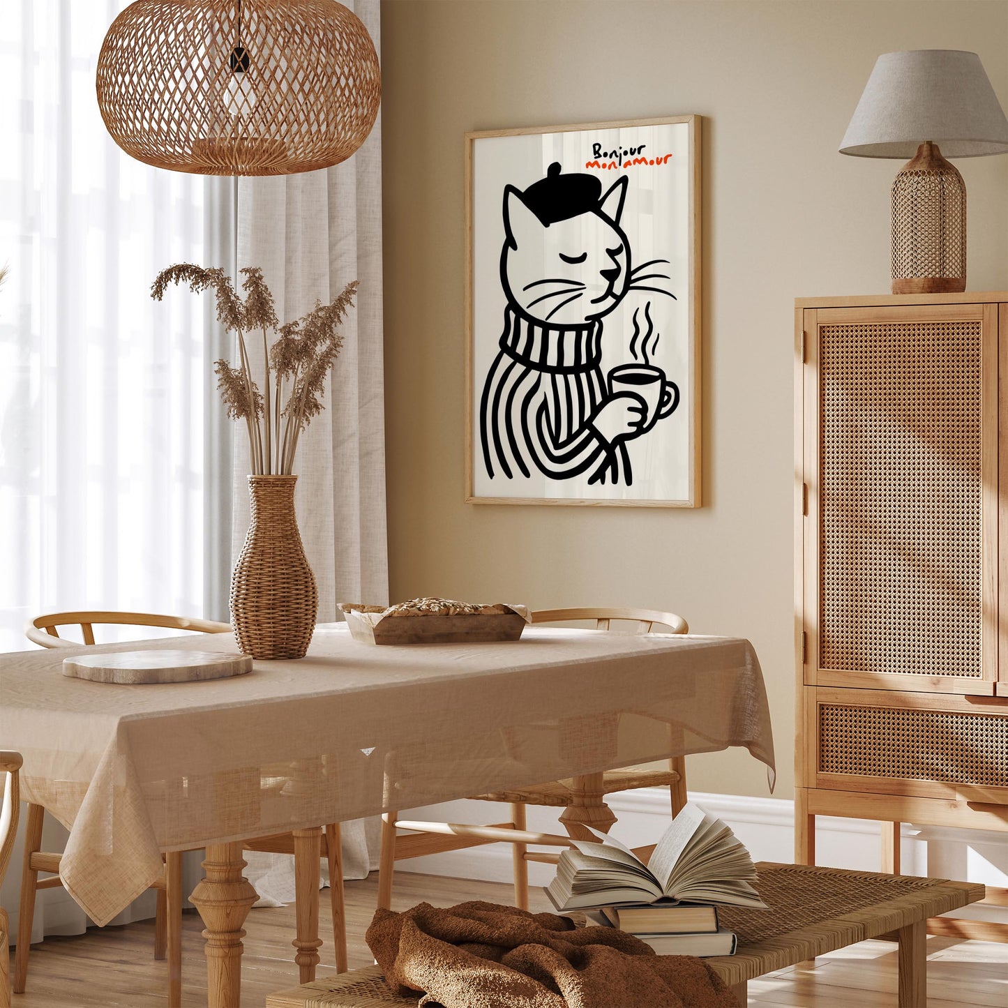 Bonjour Mon Amour Poster - French Cofffee Time Wall Art