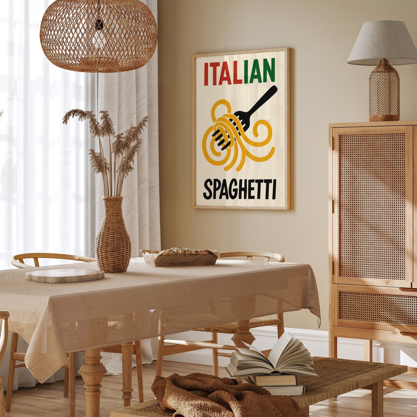 Italian Spaghetti Modern Kitchen Wall Decor Art Print