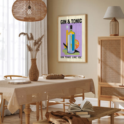 Gin & Tonic Colorful Drink Art Print