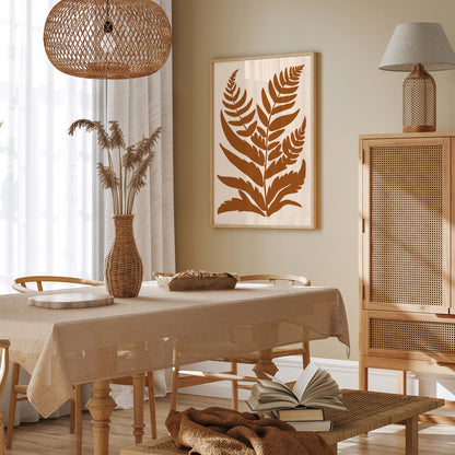 Farmhouse Decor Brown Fern Leaf Print