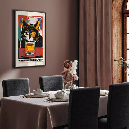 Whiskypurr Delight Retro Whisky Poster