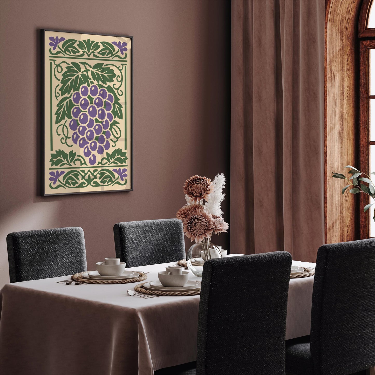 Grapes Poster – Vintage Kitchen Wall Art