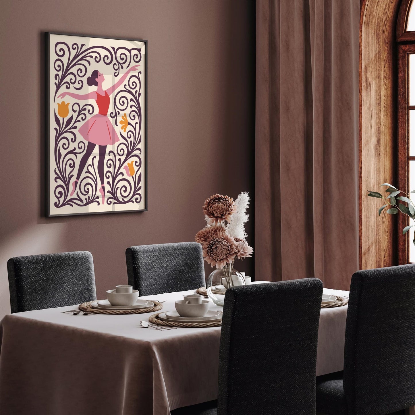 Ballerina Dancer in Purple and Pink Tones Poster