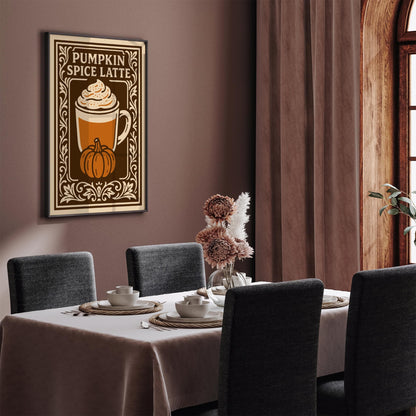 Pumpkin Spice Latte Poster - Brown Kitchen Wall Art Decor