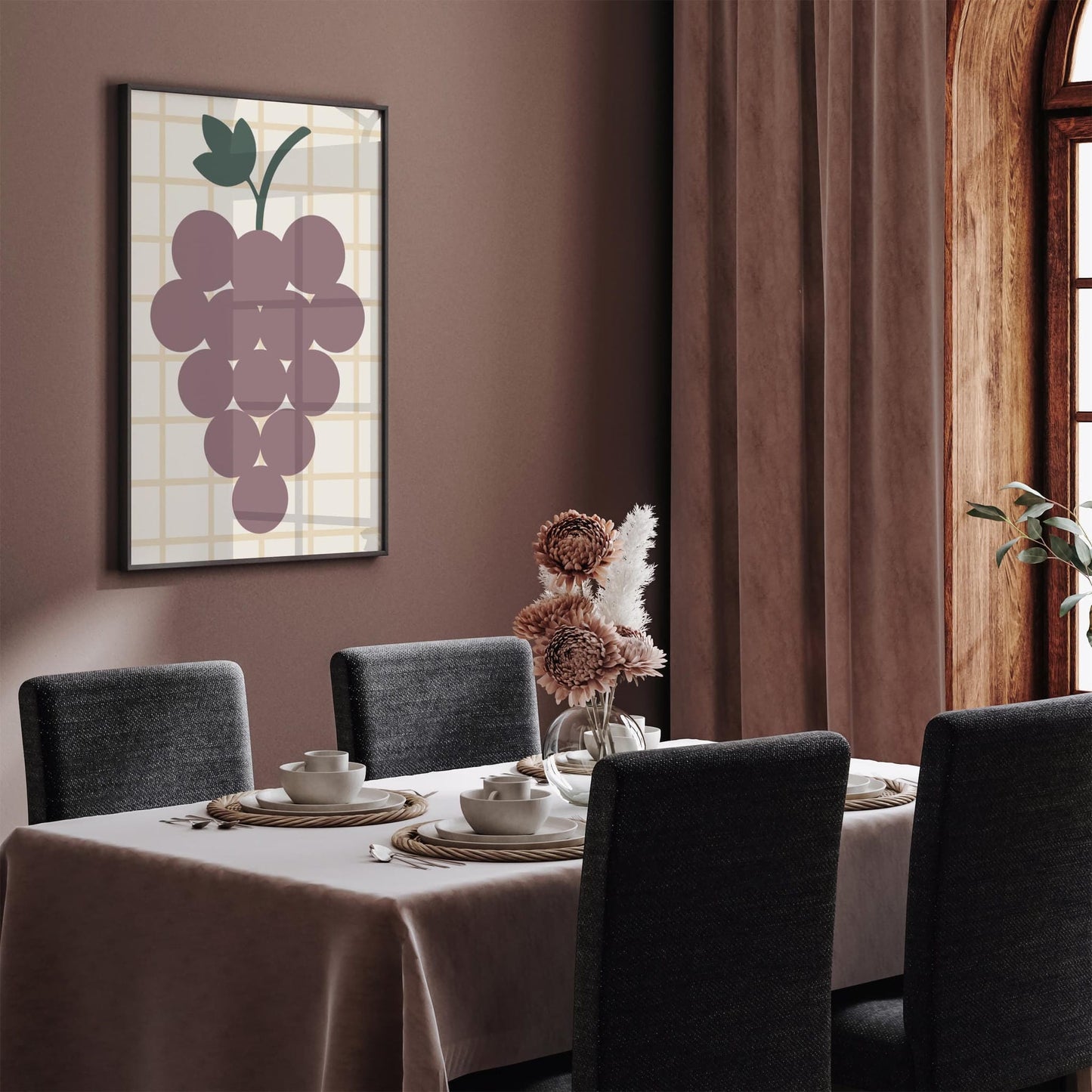 Grapes Illustration - Scandinavian Kitchen Wall Art Print