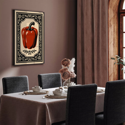 Red Bell Pepper Poster - Rococo Kitchen Wall Art Print
