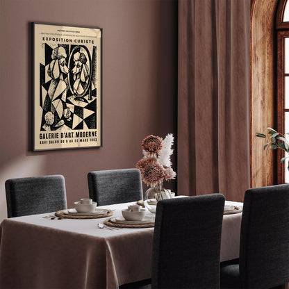 Cubism Exhibition Poster – Vintage Poodle & Mirror Wall Art Print