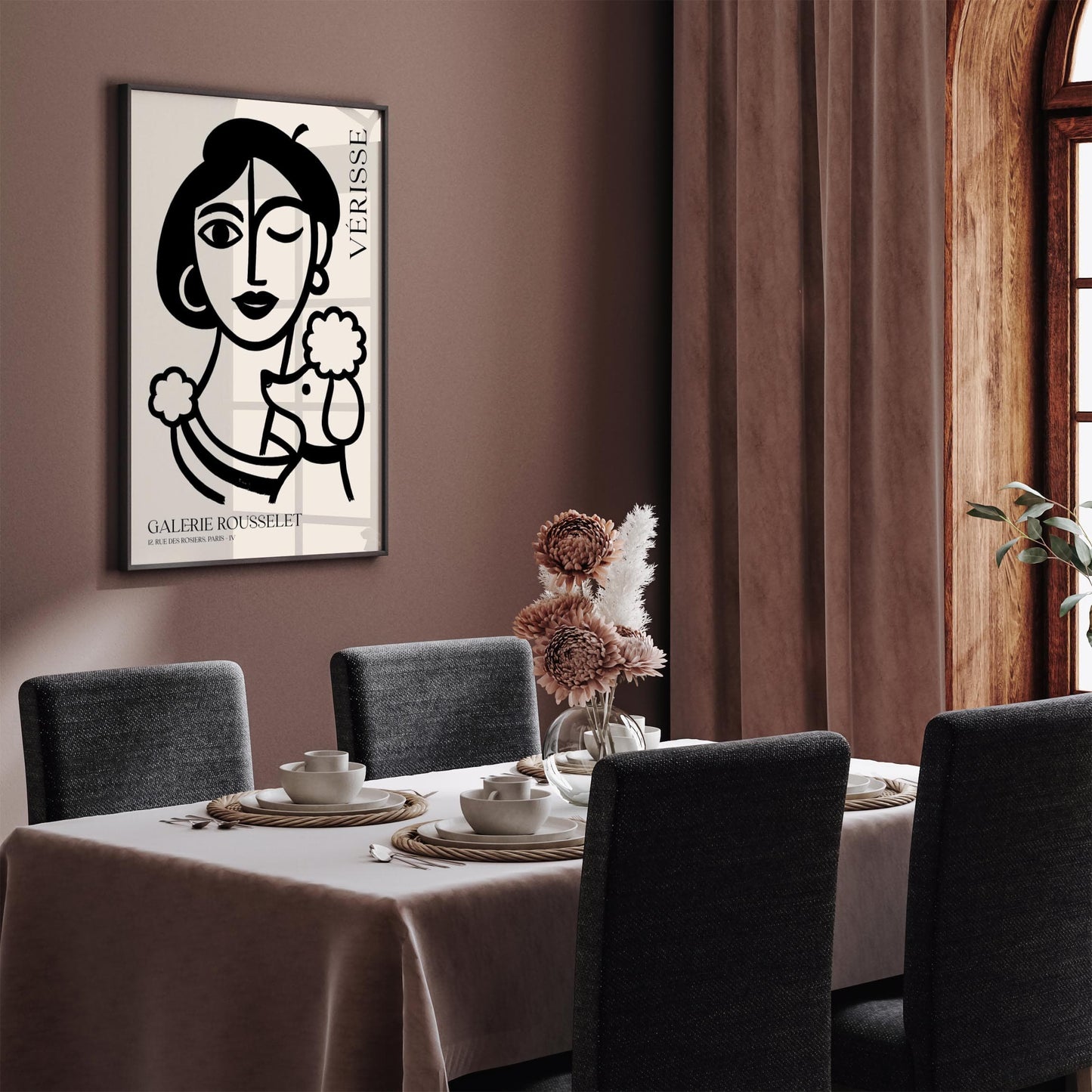 French Girl with Poodle – Black Ink Galerie Rousselet Poster