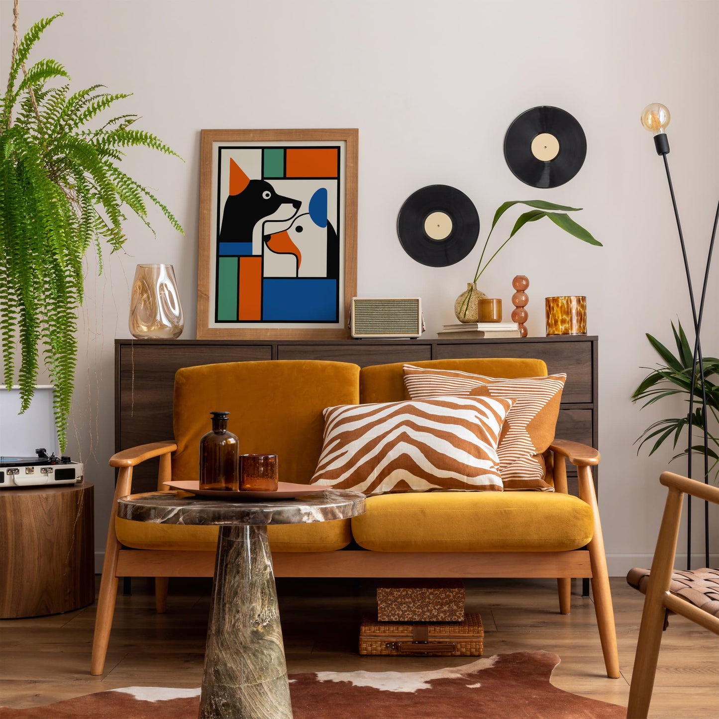 Modern Geometric Two Dogs Art Print