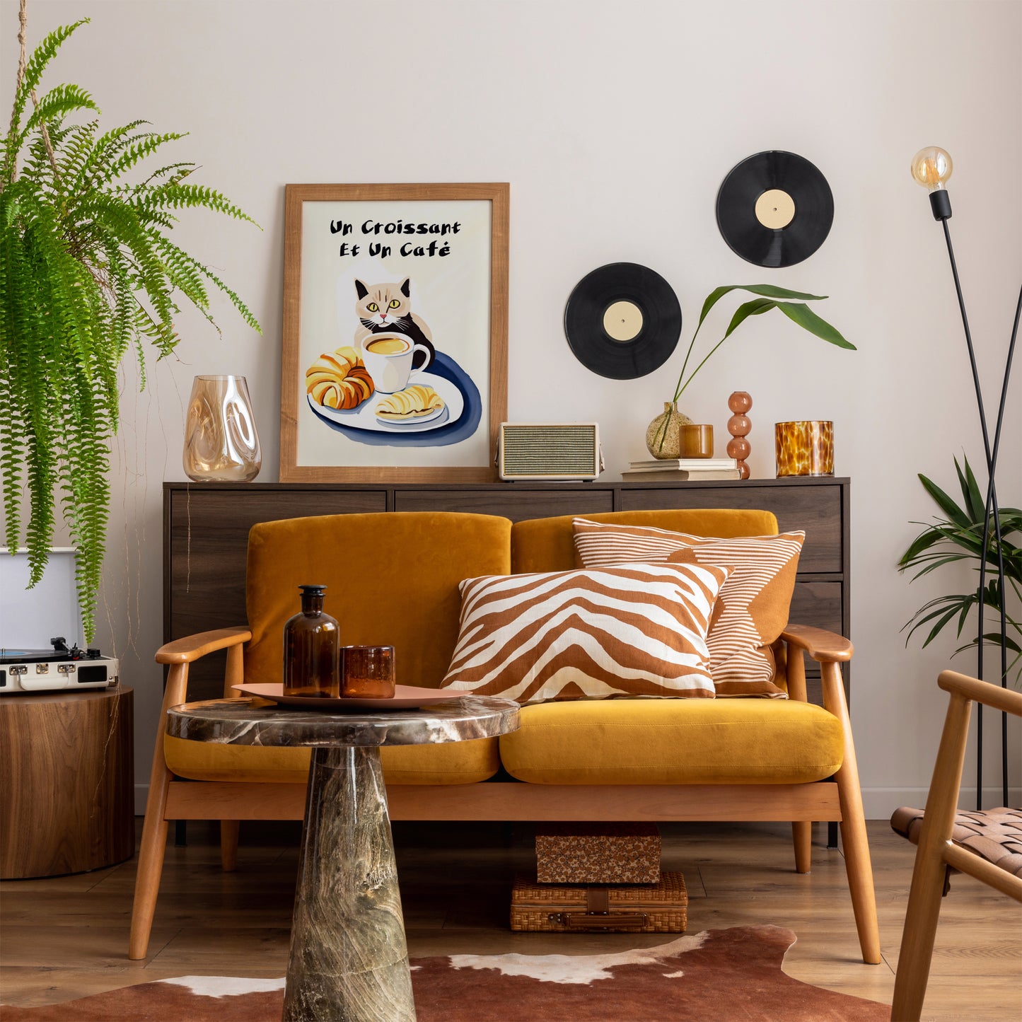 Cute French Cat & Coffee Poster