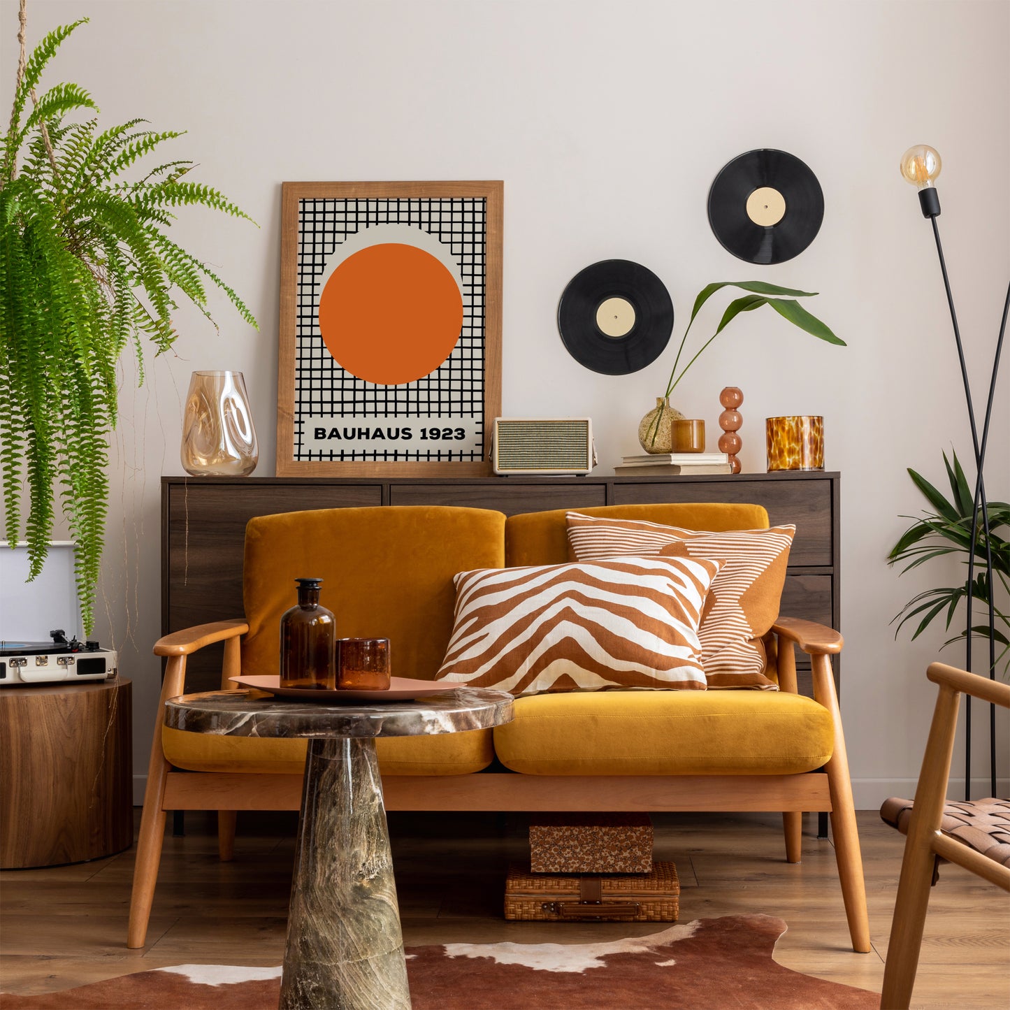 Orange Geometric Bauhaus Wall Art