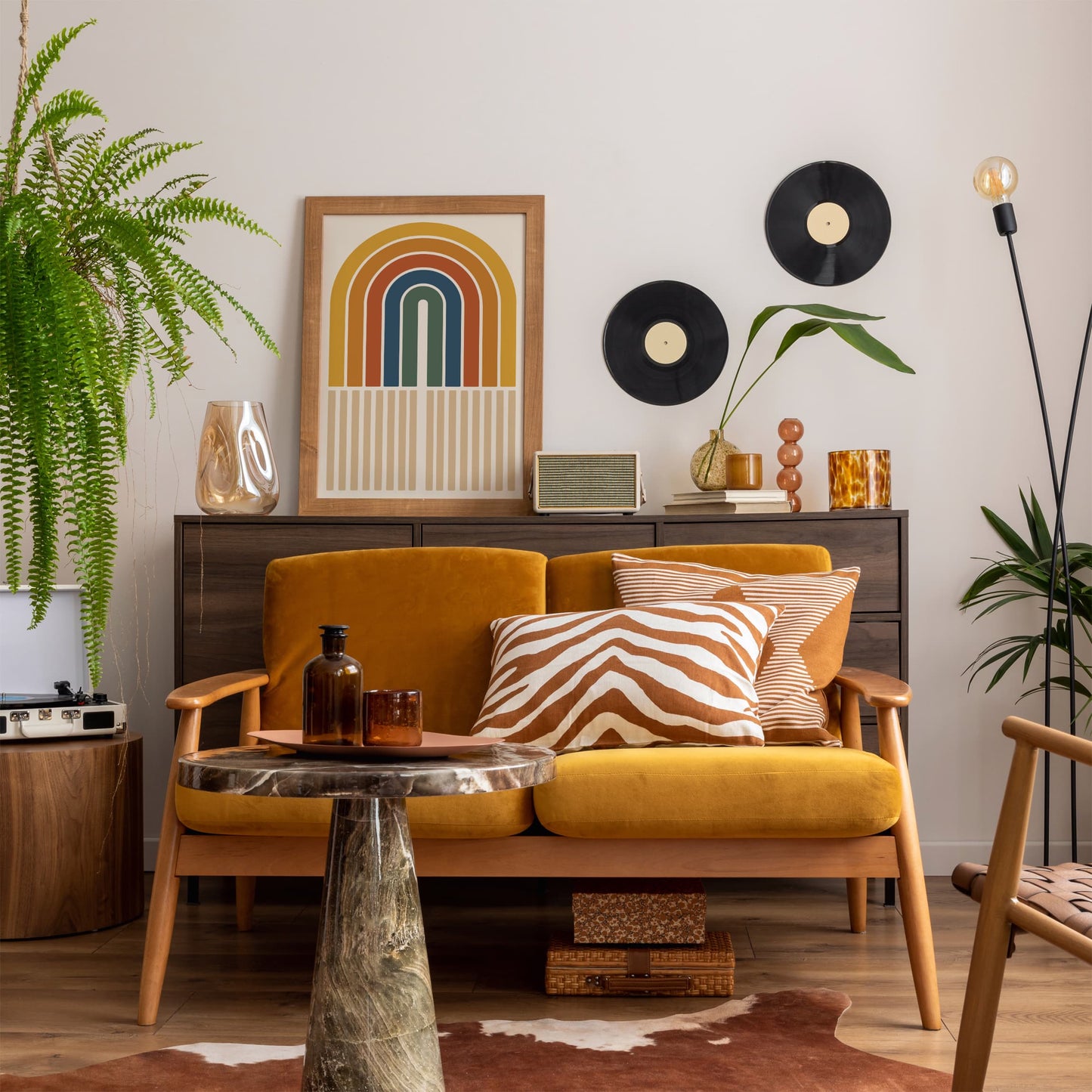 Retro Rainbow Poster - Geometric Modern Wall Art