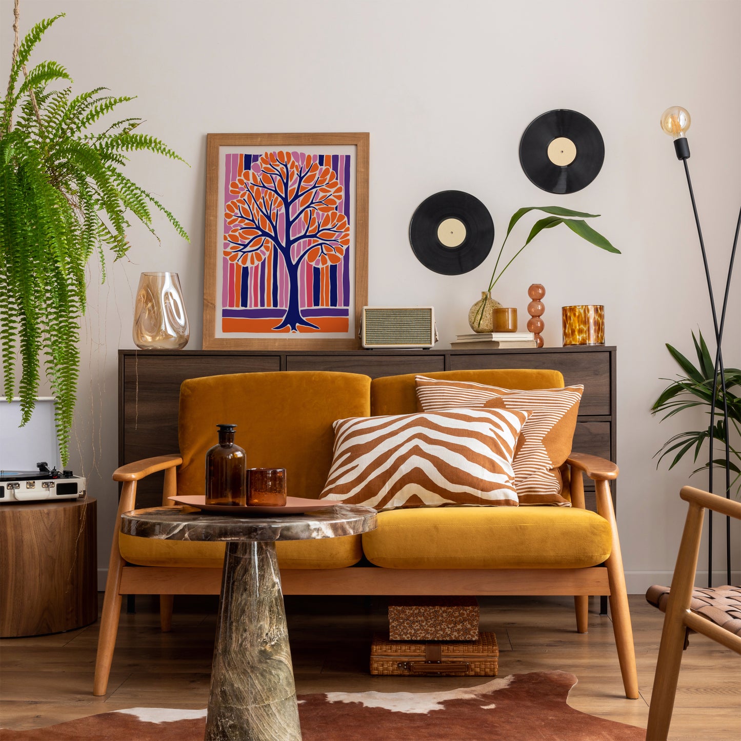 Purple Orange Cutout Tree Print