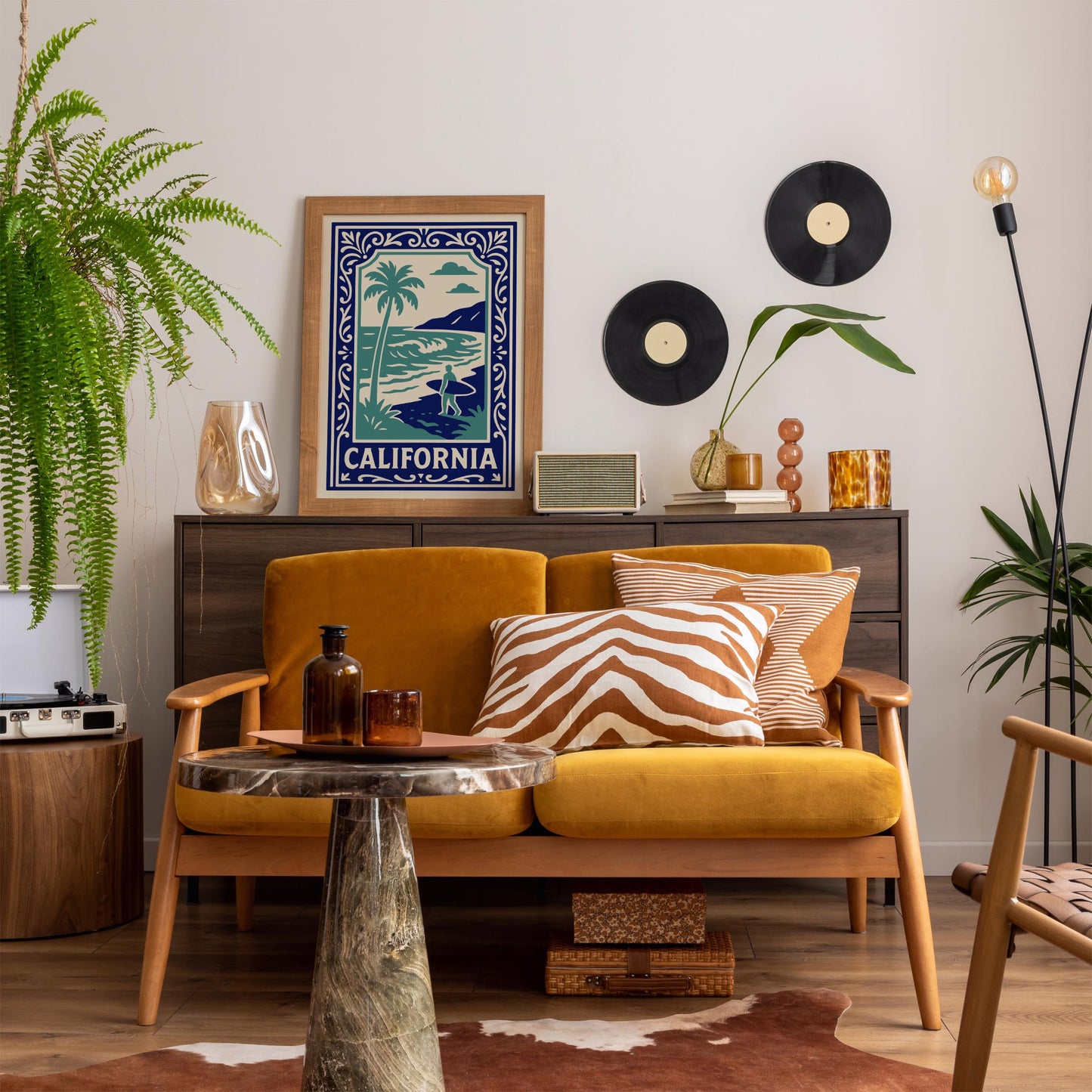 California Vintage Surf Poster - Retro Beach Surfer Wall Art