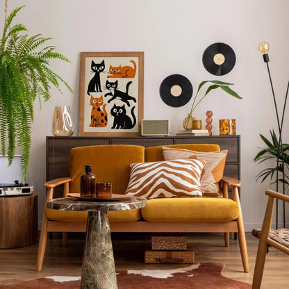 Grumpy Cats Poster, Moody Feline Wall Art