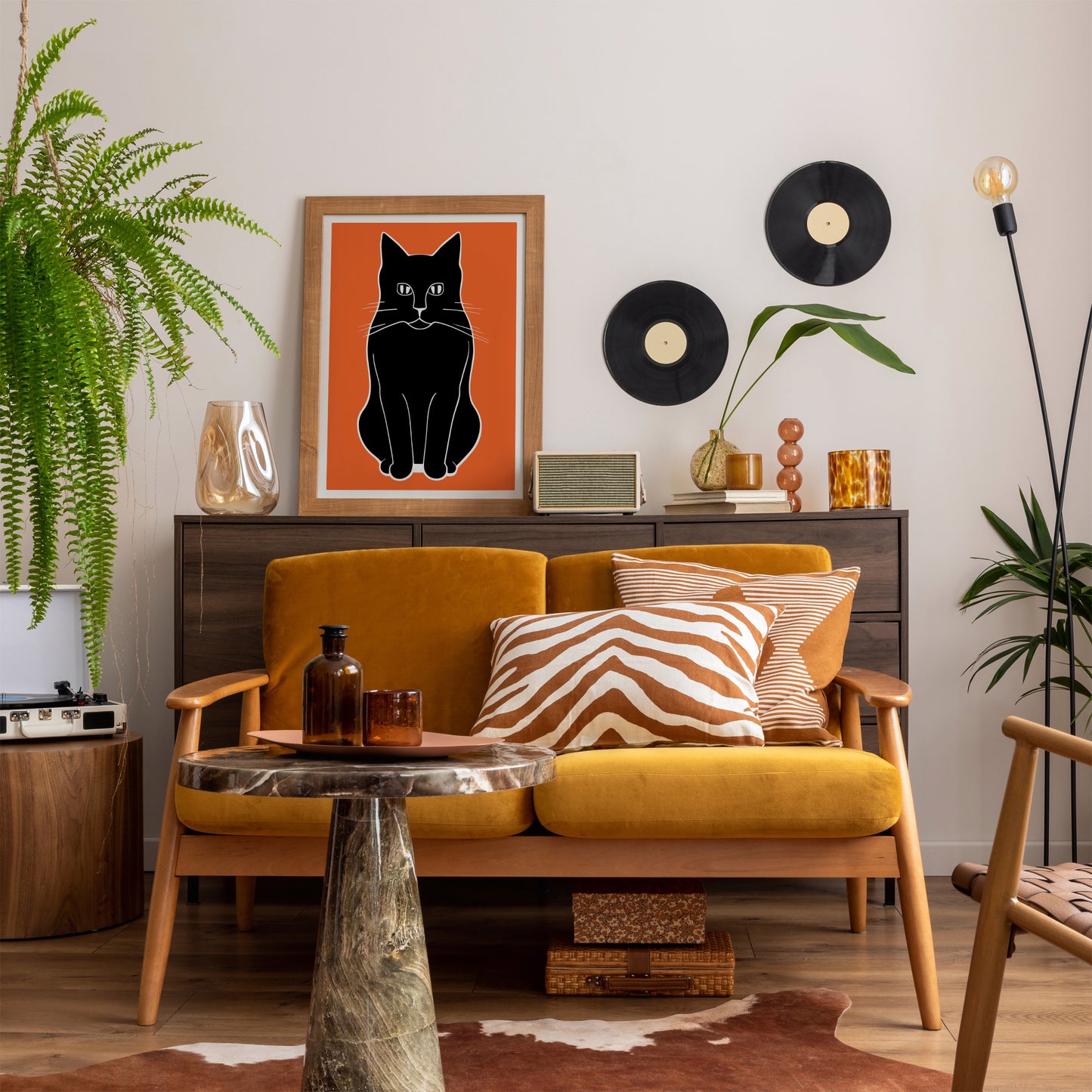 Black Moody Cat Art Print