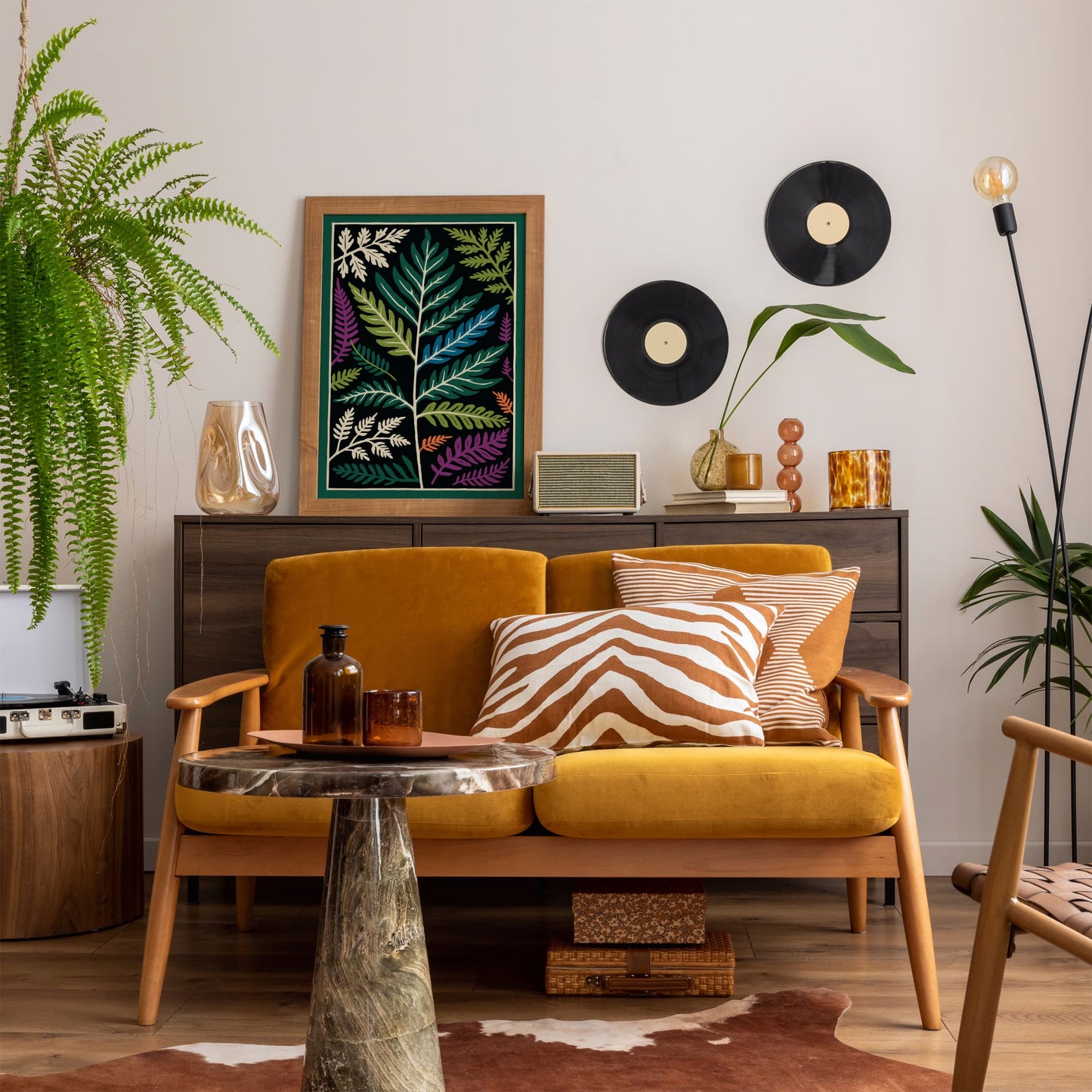 Colorful Fern Leaves Poster - Bohemian Tropical Art Print