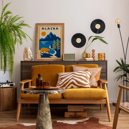 Alaska Landscape with Mountains and Bear Poster