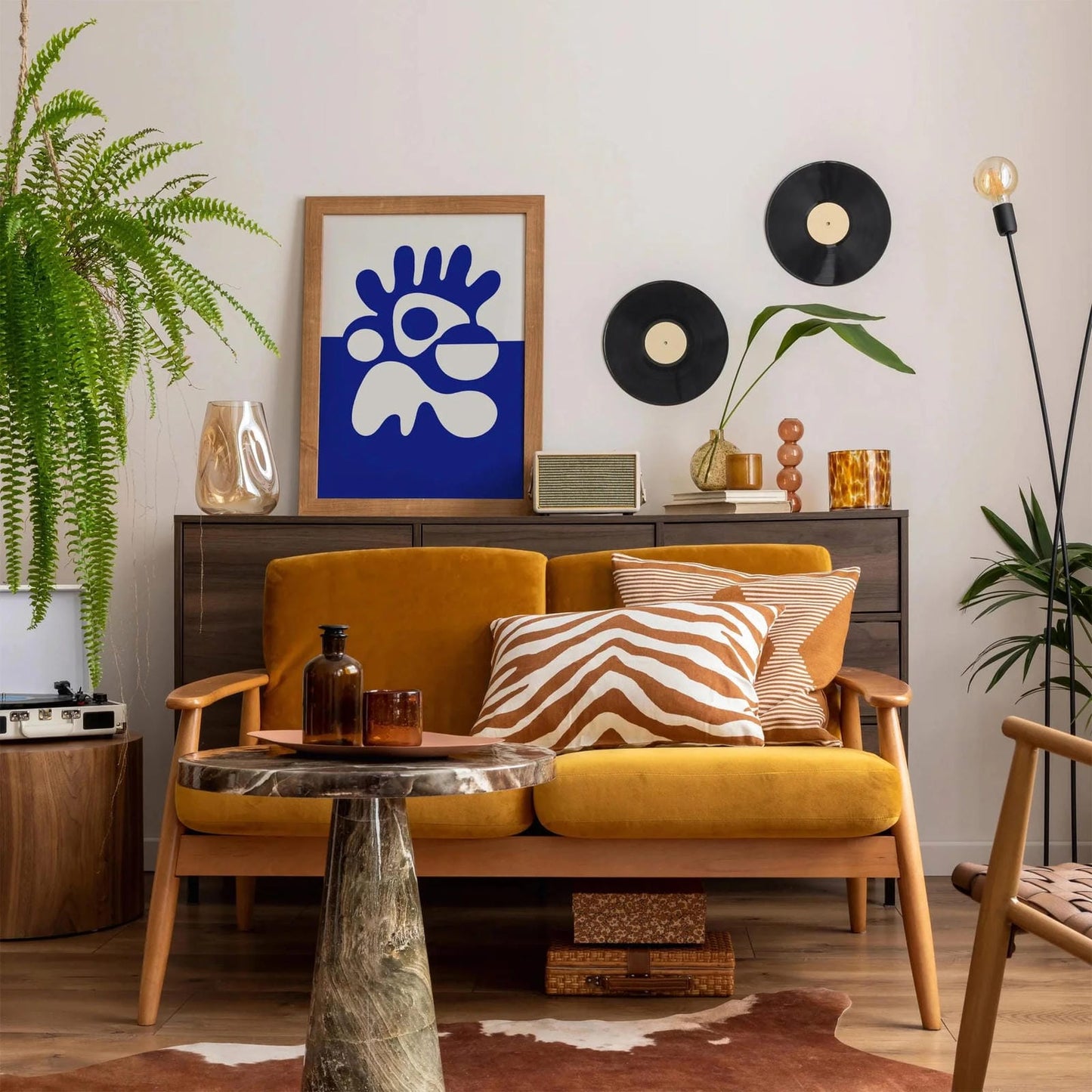 Blue and White Abstract Modern Print 2025