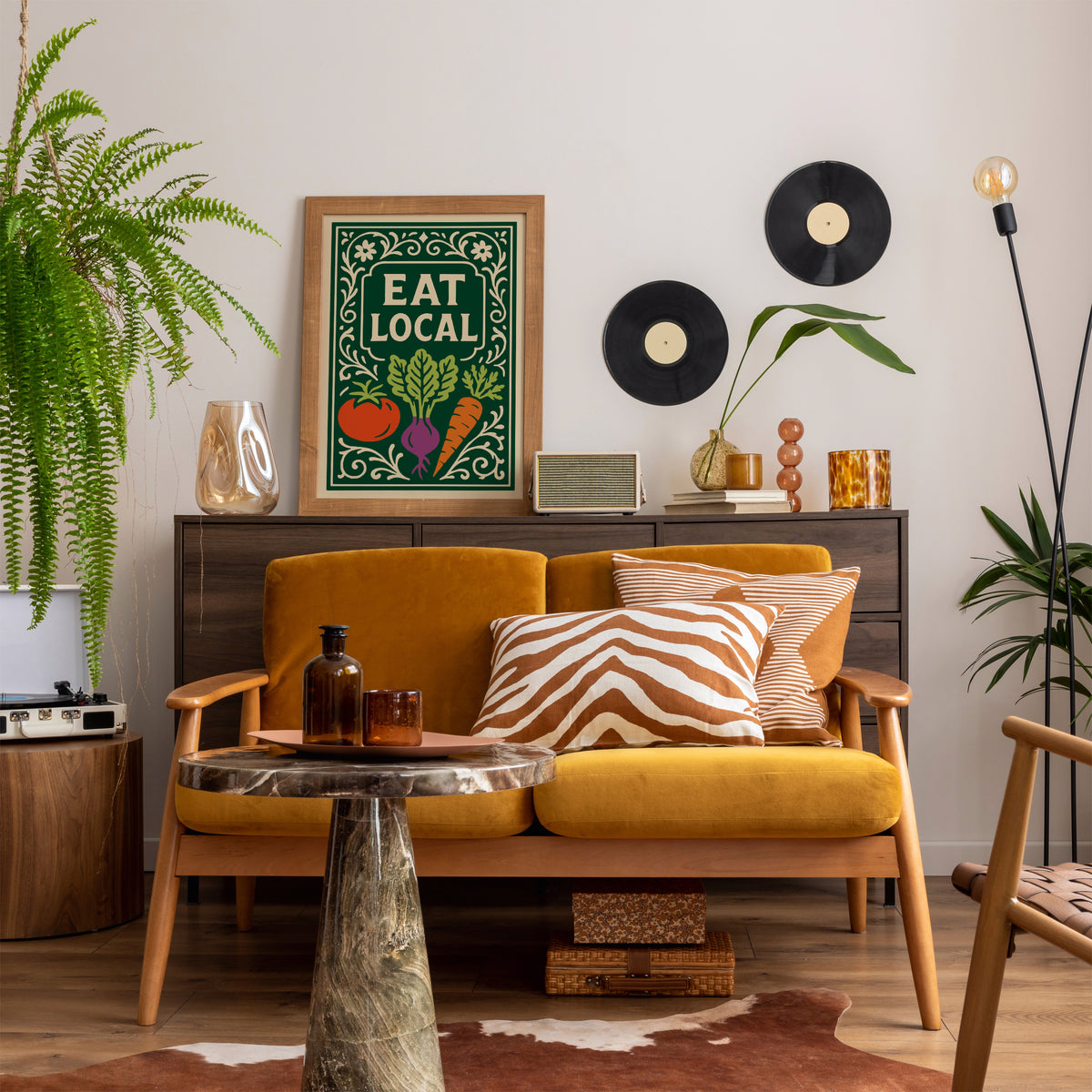 Eat Local Green Rococo Art Poster