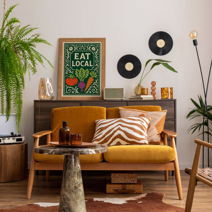 Eat Local Green Rococo Art Poster