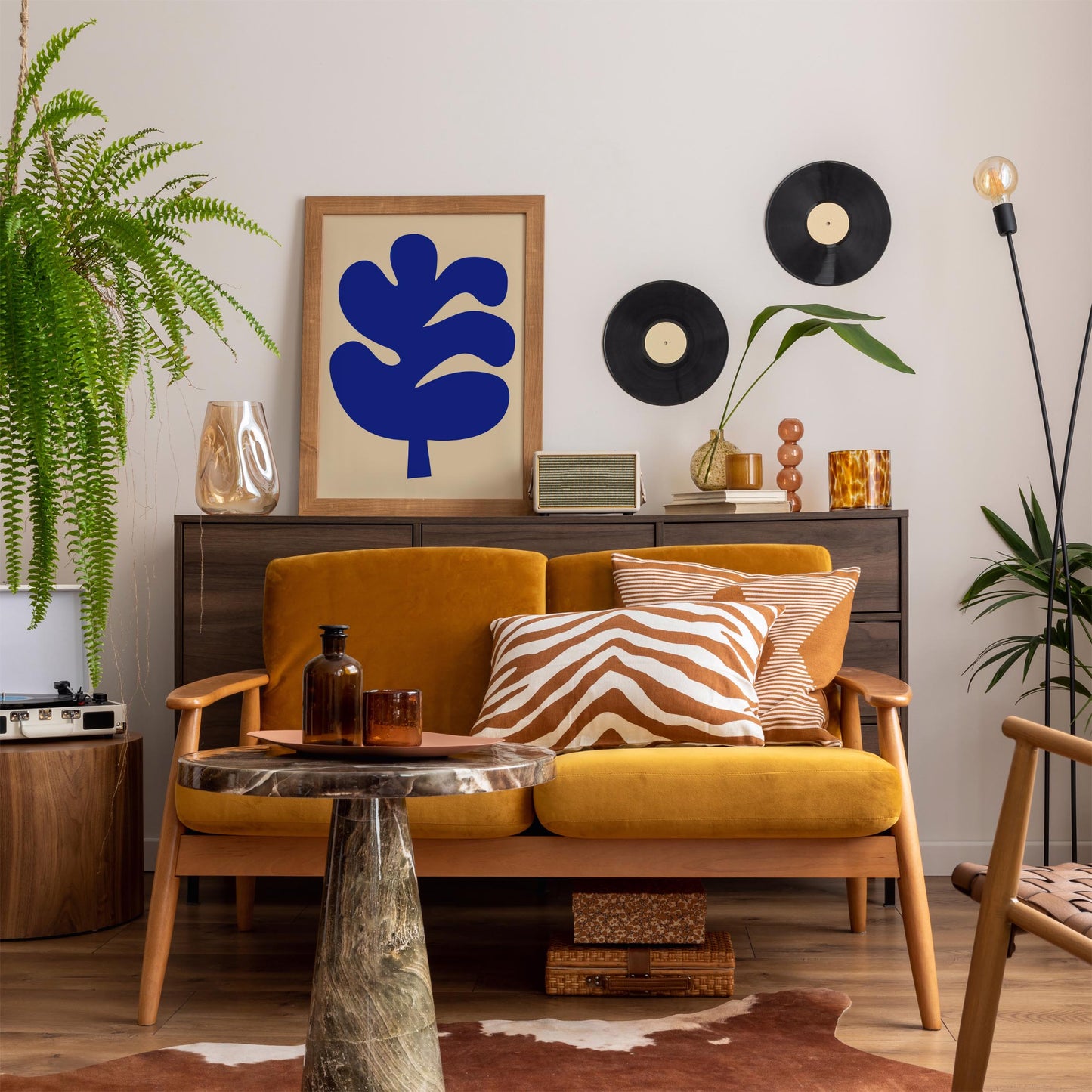 Blue Leaf Wall Art Print