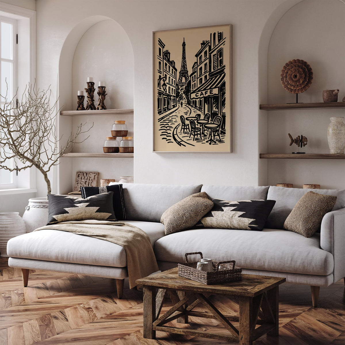 Paris Cafe Cityscape Travel Art Poster