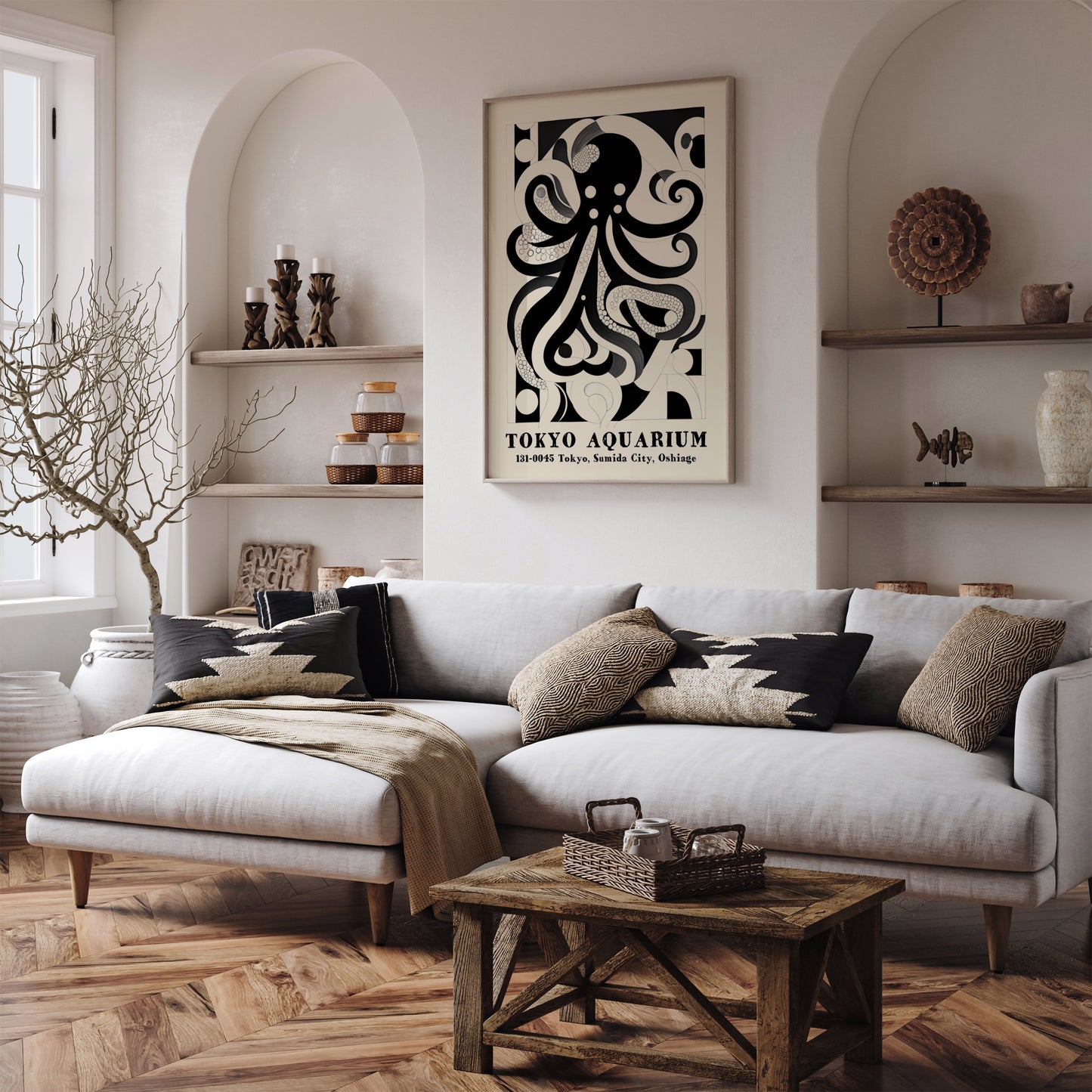 Tokyo Aquarium Black and White Poster