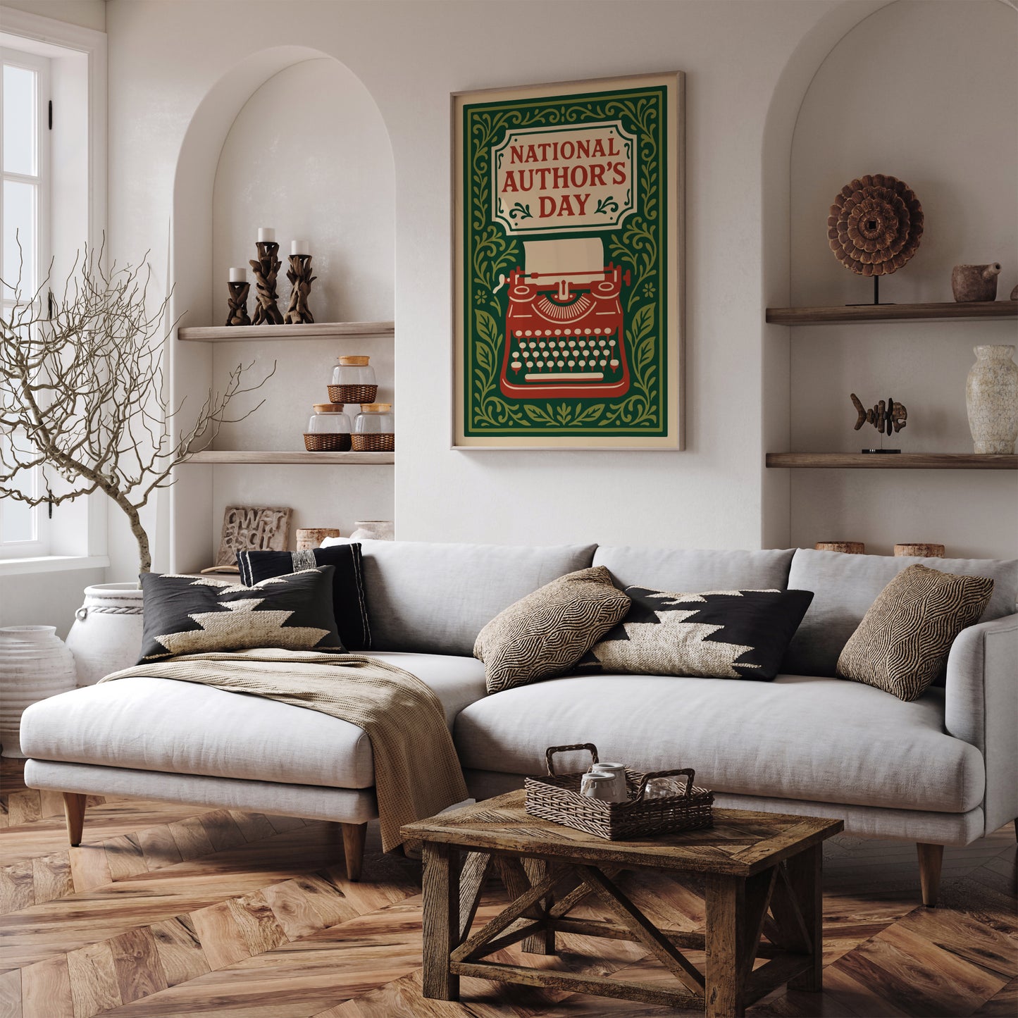 National Authors Day Poster - Literary Art Print in Vintage Rococo Style