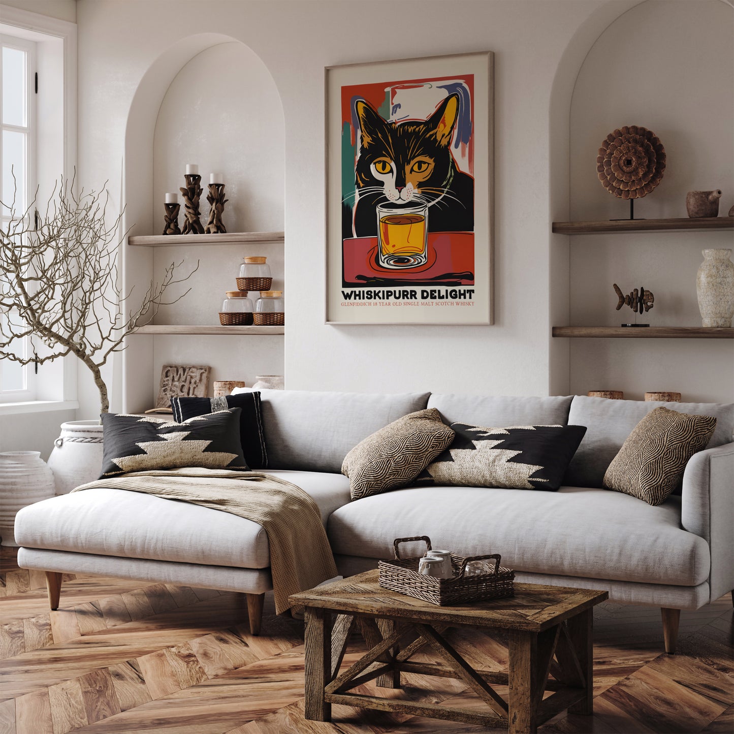 Whiskypurr Delight Retro Whisky Poster