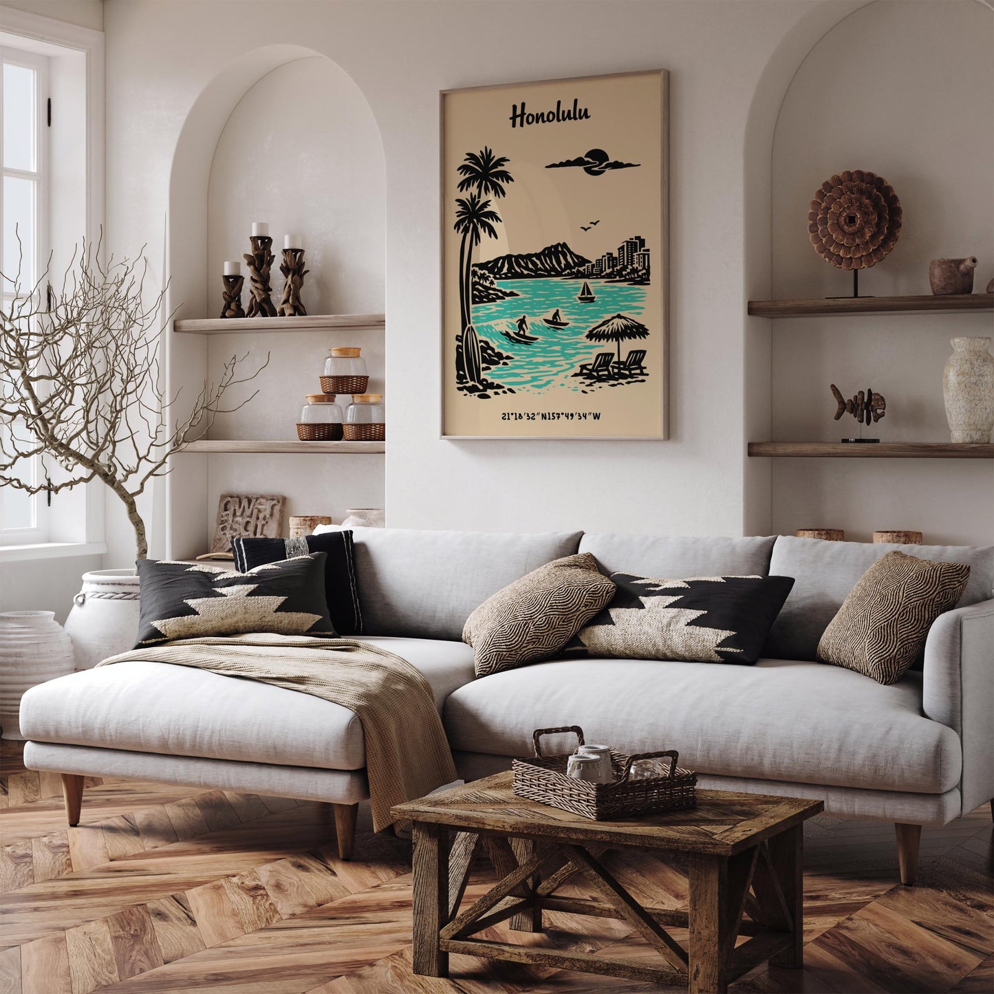 Honolulu Hawaii Poster – Tropical Landscape Wall Art
