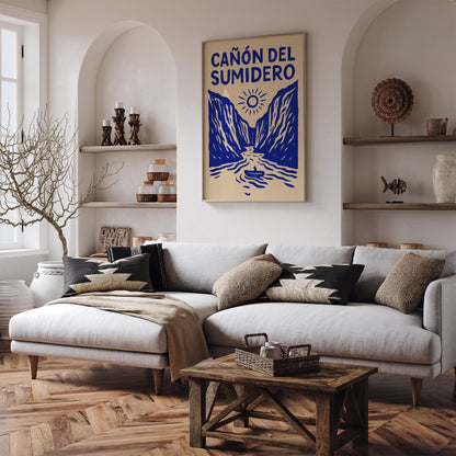 Cañón del Sumidero Poster - Blue Mexico Canyon Wall Art