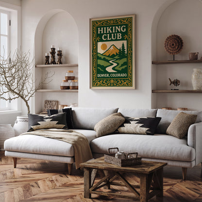 Hiking Club Denver Colorado Green Poster