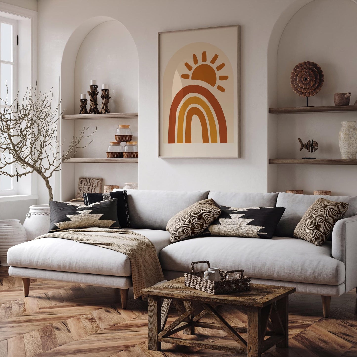 Boho Chic Rainbow & Sun Poster