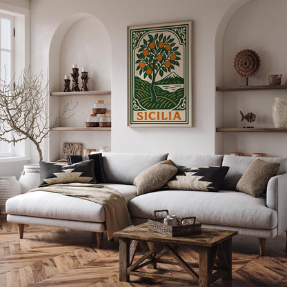 Sicily Orange Tree Travel Poster