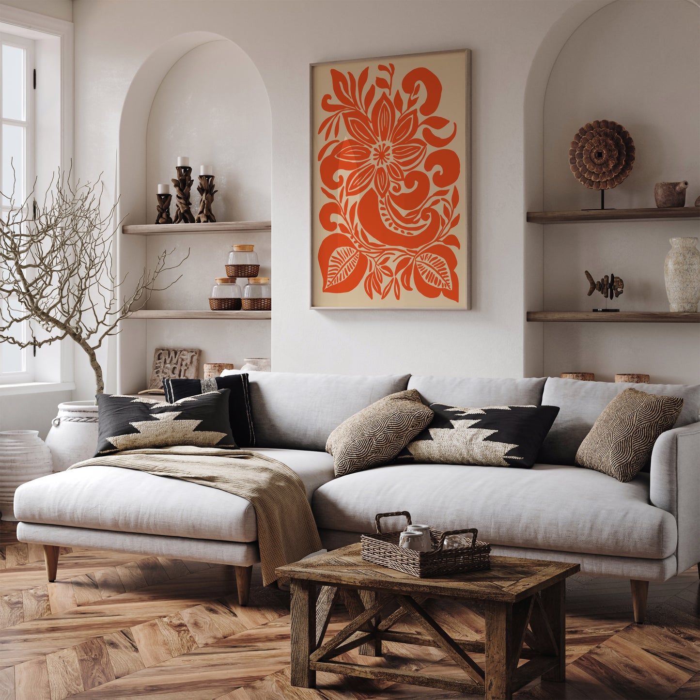 Orange Botanical Wall Art Print