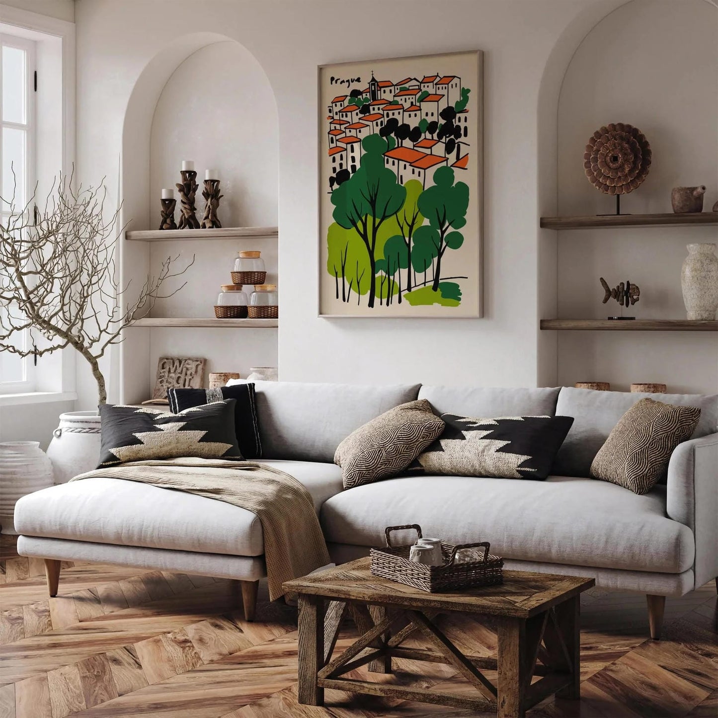 Prague Cityscape Poster, European Wall Art