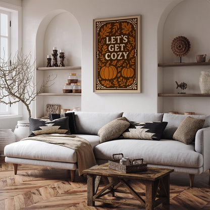 Lets get cozy Poster - Autumn Pumpkins Art Print