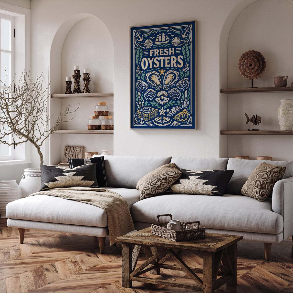 Fresh Oysters Nautical Poster