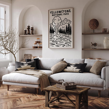 Yellowstone National Park Wall Art - Travel B&W Poster