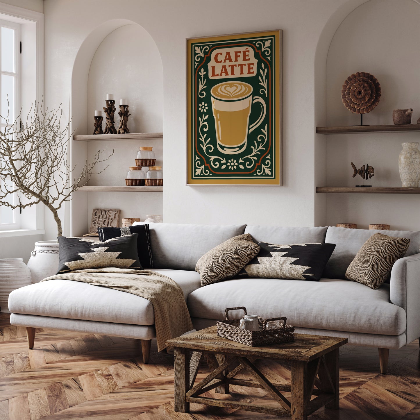 Cafe Latte Poster - Cafe Wall Decor in Rococo Elegant Style