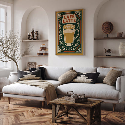 Cafe Latte Poster - Cafe Wall Decor in Rococo Elegant Style