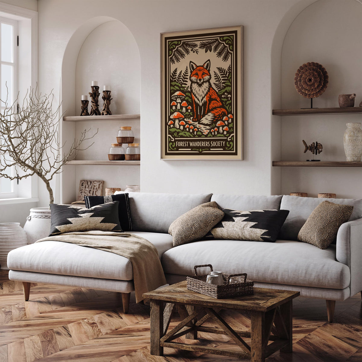Vintage Fox Forest Nature Art Poster