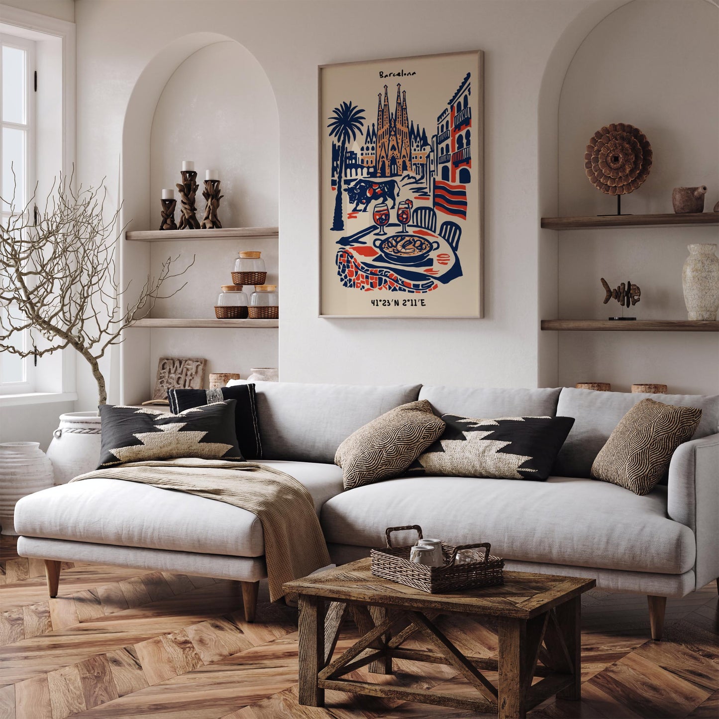 Barcelona Cityscape Poster 2026 – Travel Wall Art Print
