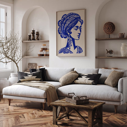 Blue Woman Portrait Art Print