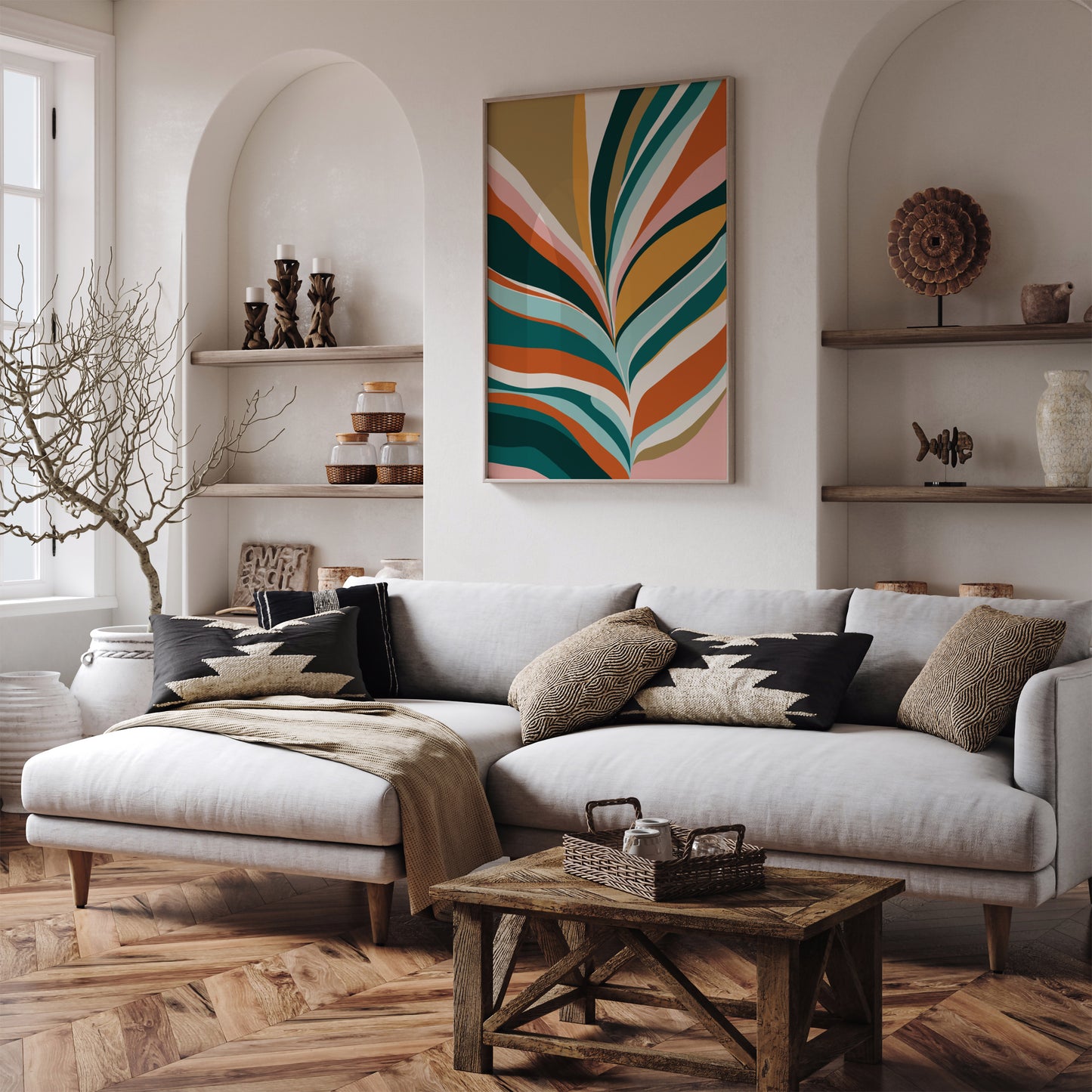 Retro Tropical Colorful Leaf Poster