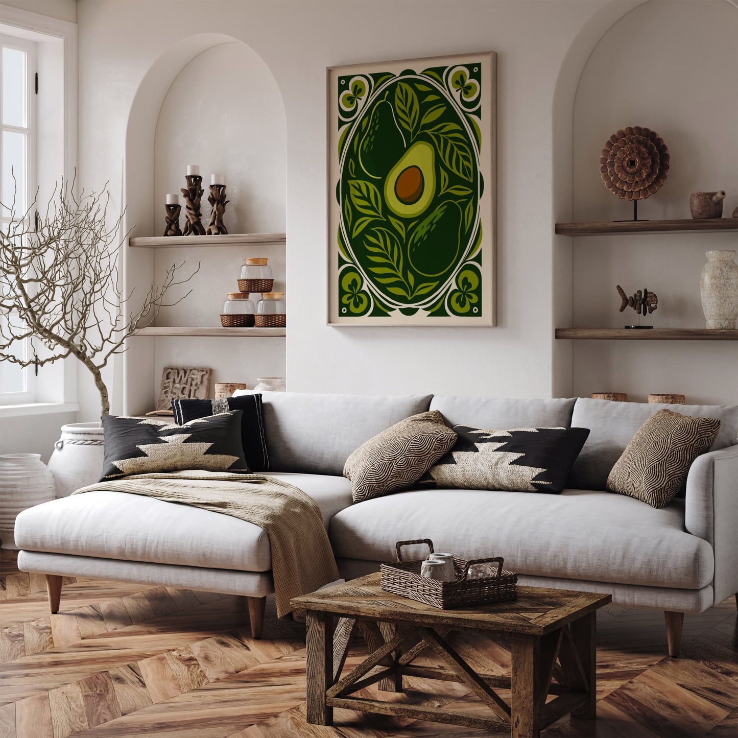 Green Rococo Avocado Poster