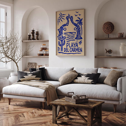 Mexico Travel Poster - Playa del Carmen Blue Art