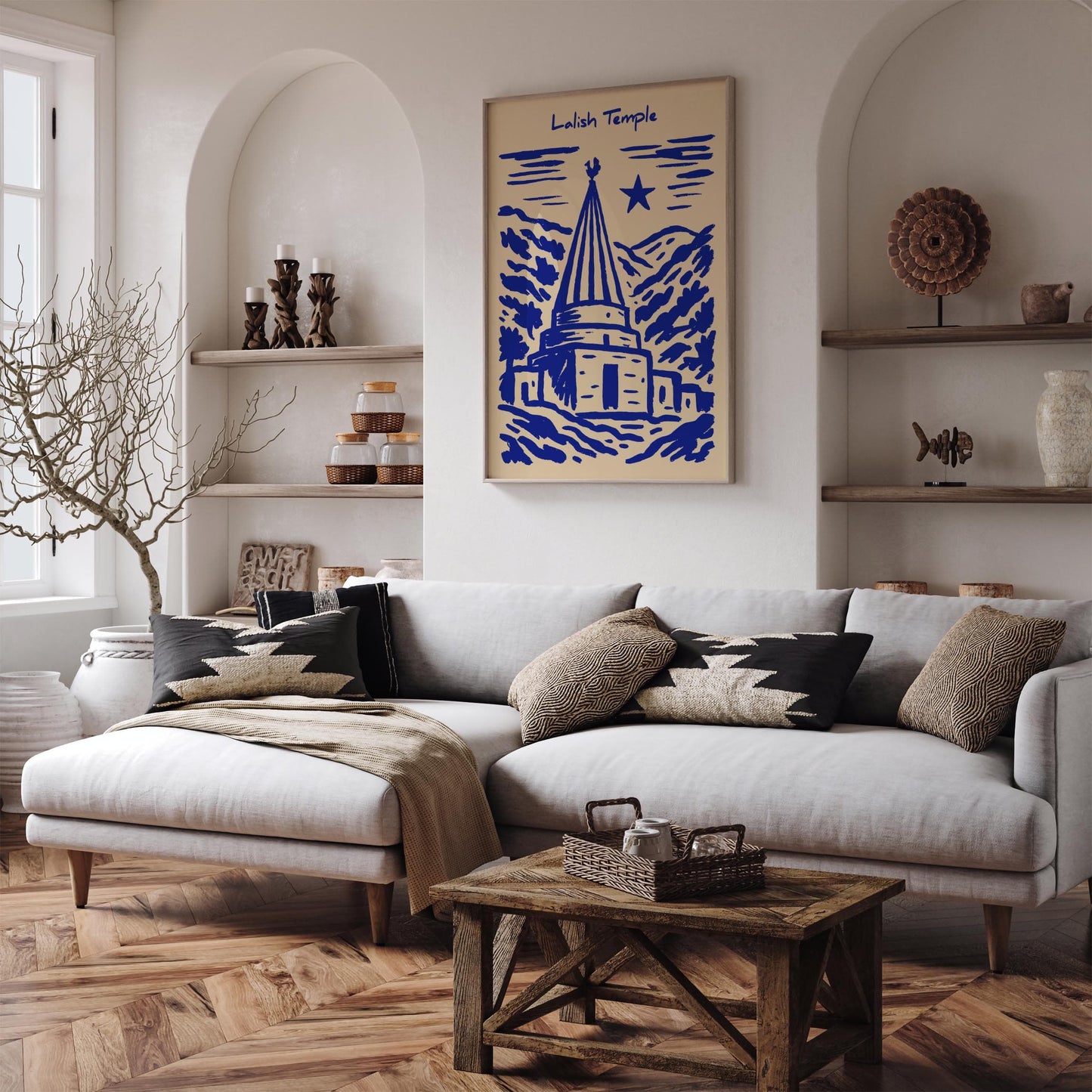 Lalish Temple Poster - Iraq Blue Travel Wall Art